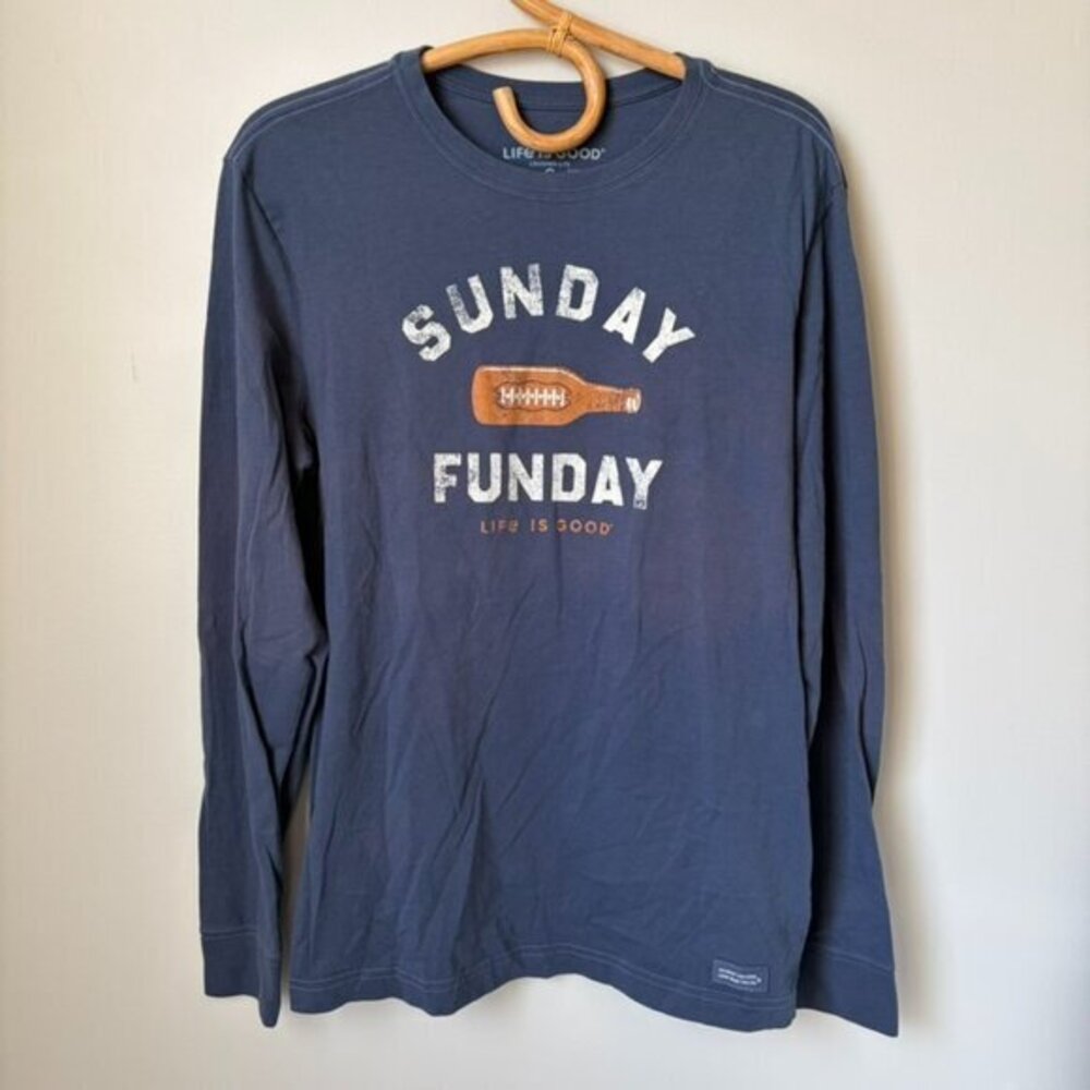 Life Is Good Sunday Funday Football Crusher-Lite Long Sleeve T-shirt Men's Small